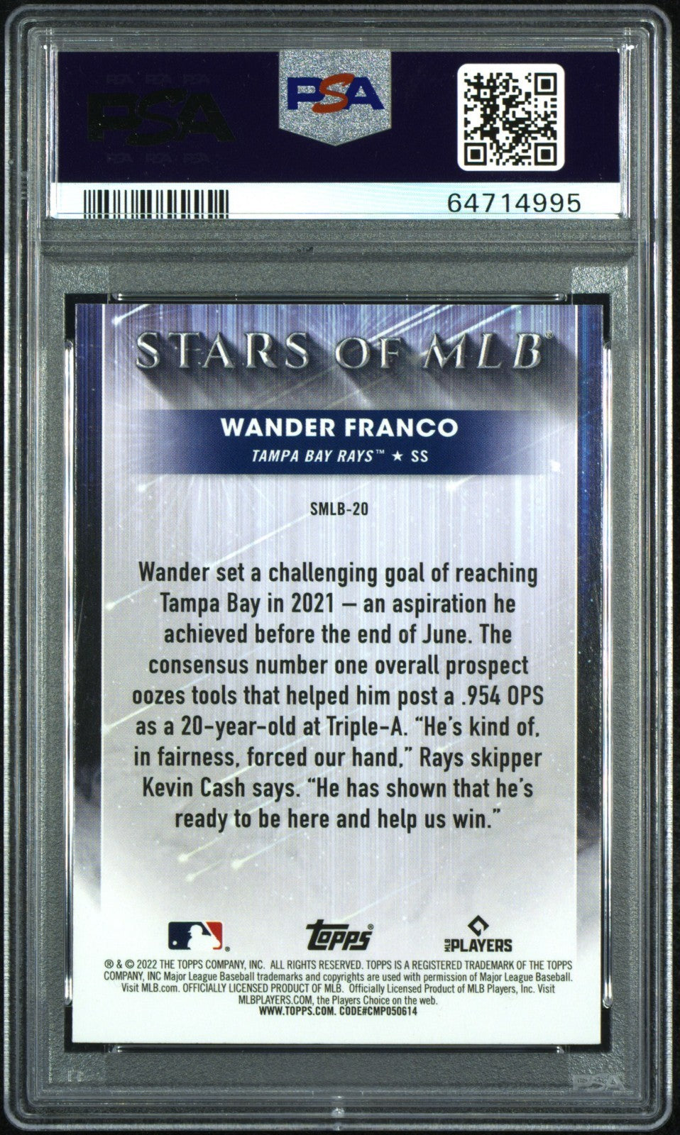 2022 Topps Stars Of Mlb Wander Franco Stars Of Mlb #SMLB20 PSA 10