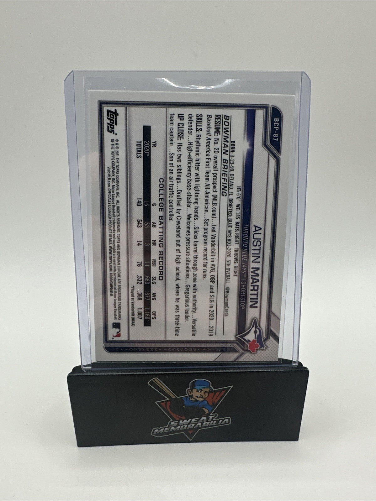 AUSTIN MARTIN 2021 Bowman Chrome Pink Refractor RC #s /299