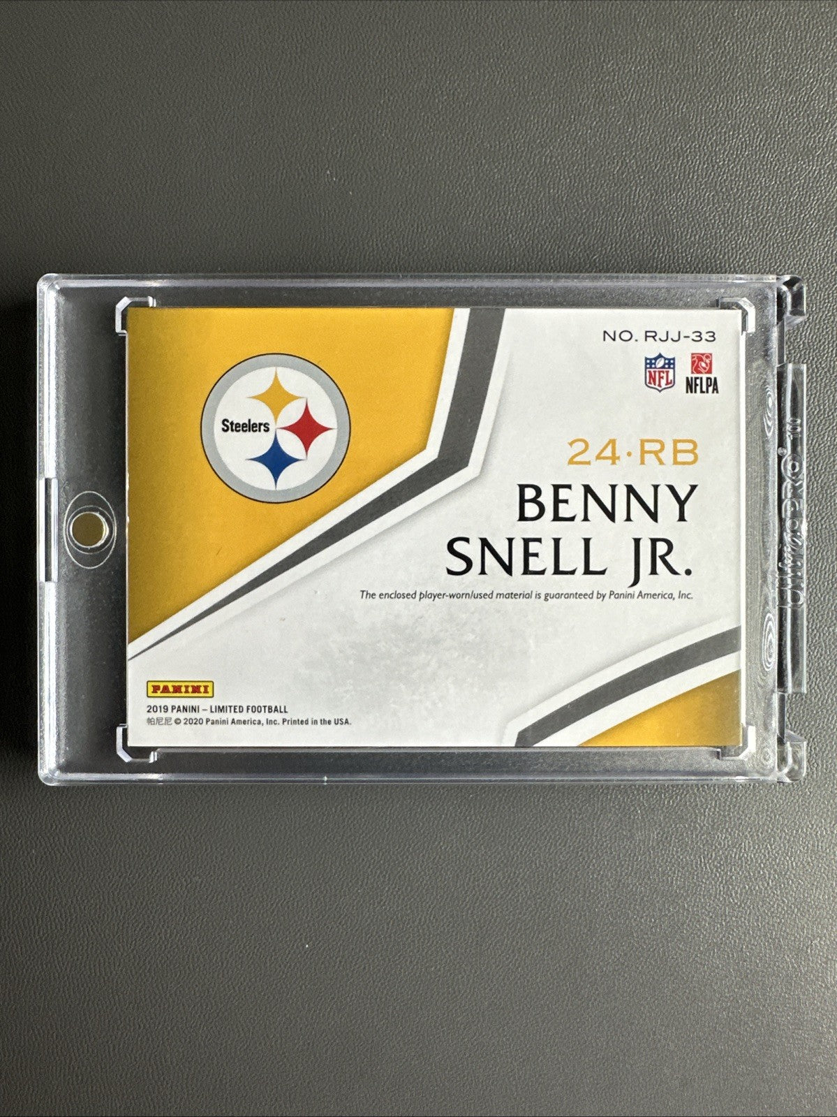 F90648  2019 Limited Rookie Jumbo Jerseys #33 Benny Snell Jr./99 STEELERS
