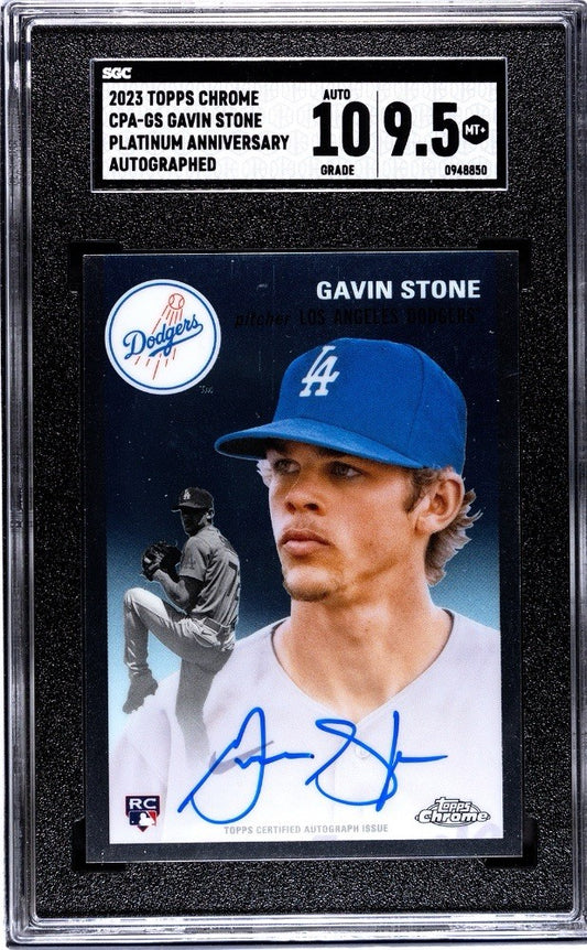 Gavin Stone 2023 Topps Chrome Platinum Rookie Auto #CPA-GS RC Dodgers SGC 9.5