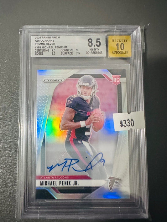 2024 Panini Prizm Autographs Prizms Silver Michael Penix Jr. EXCH #378 BGS 8.5