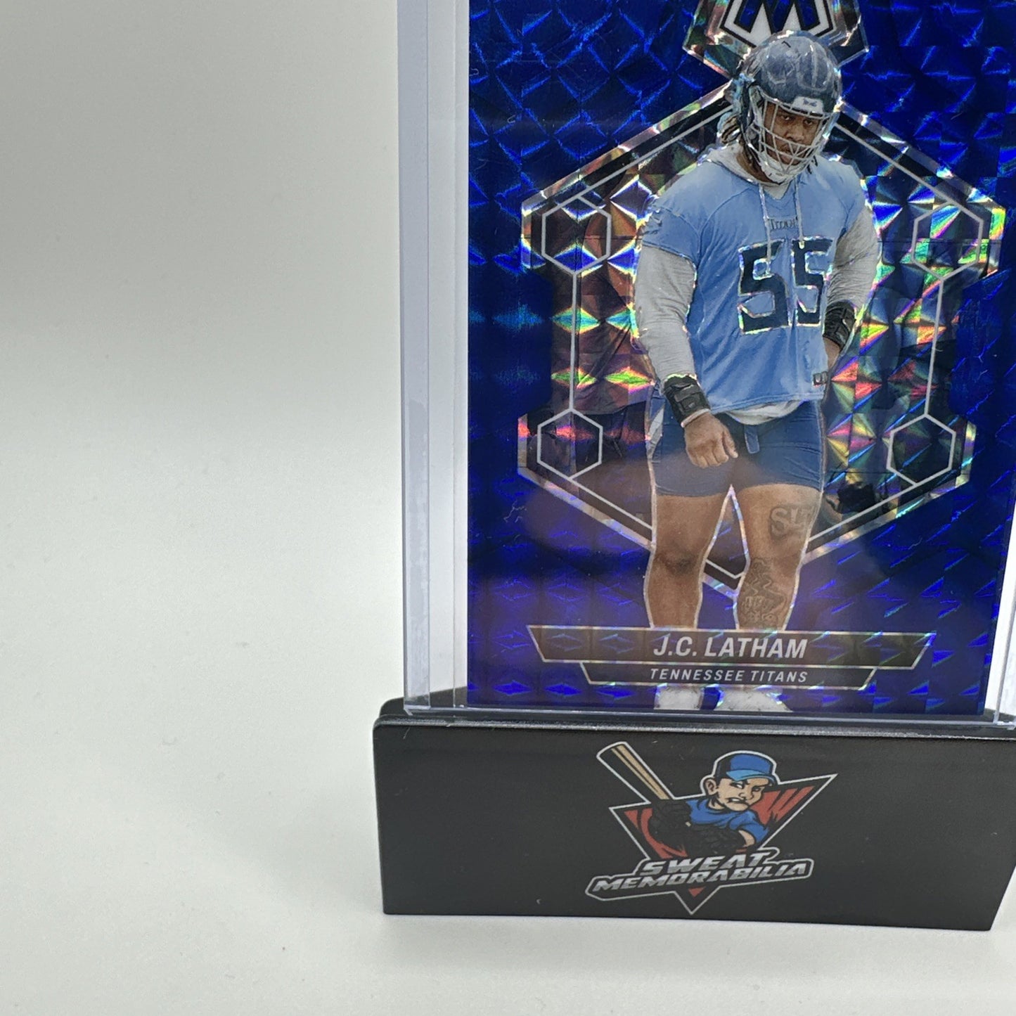 2024 PANINI PRIZM FB #307 BLUE MOSAIC JC LATHAM RC /99