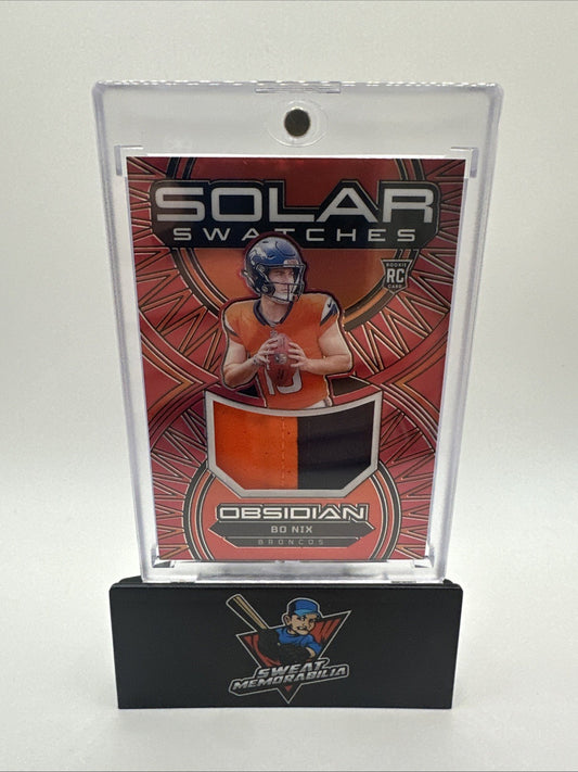 2024 Obsidian Football Bo Nix RC Solar Swatches 2 Color Patch /75 Broncos