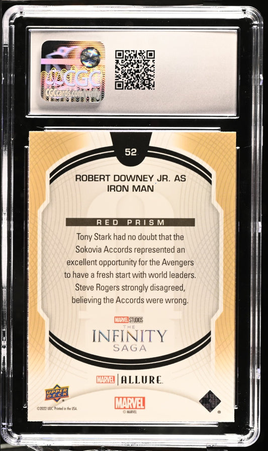 2022 Upper Deck Marvel Allure Robert Downey Jr. As Iron Man Red Prism CGC 9
