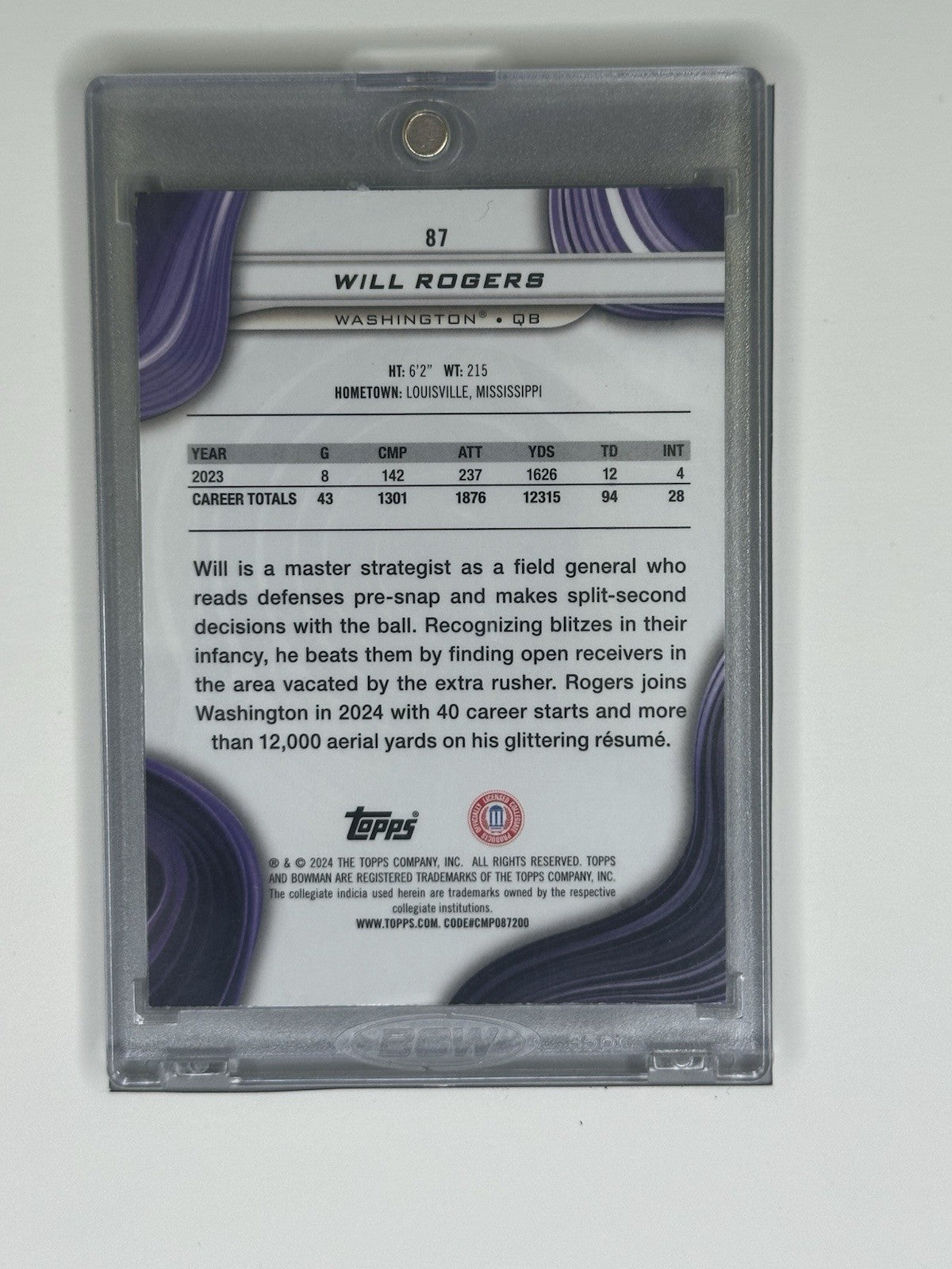 2024 Bowman Best University Will Rogers Geometric Refractor 52/99