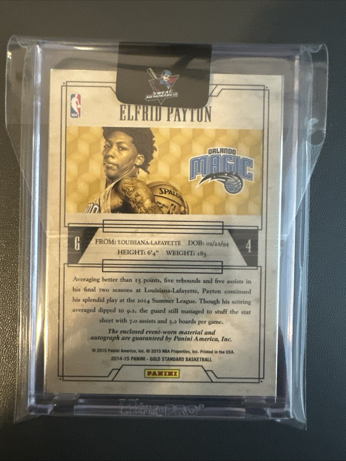 ELFRED PAYTON 2014-15 PANINI GOLD STANDARD SIGNATURE JERSEY/CERTIFIED AUTO#/199