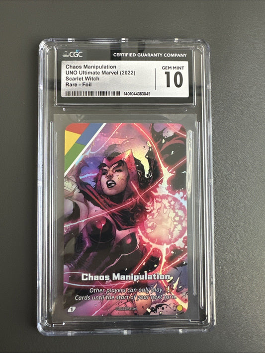 2022 UNO Ultimate Marvel CHAOS MANIPULATION  Holo Chase Foil Card RARE CGC 10