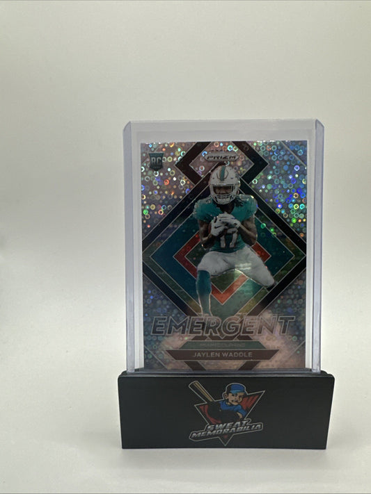 2021 Panini Prizm Jaylen Waddle No Huddle Prizm EMERGENT RC #E-8 DOLPHINS