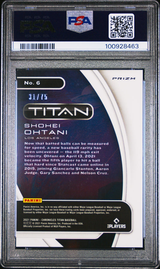 2021 Panini Chronicles Titan Shohei Ohtani Titan-Green #6 PSA 10