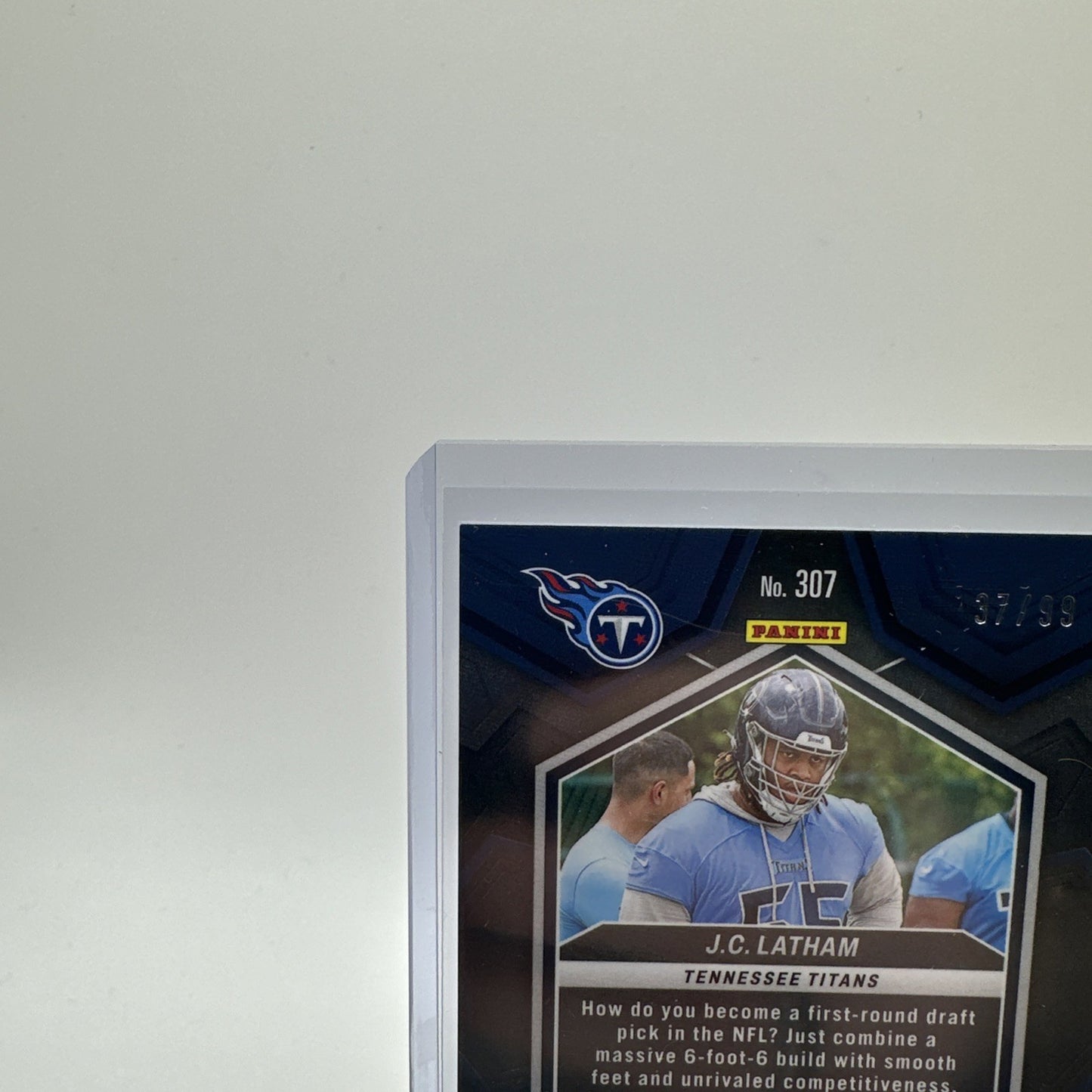 2024 PANINI PRIZM FB #307 BLUE MOSAIC JC LATHAM RC /99