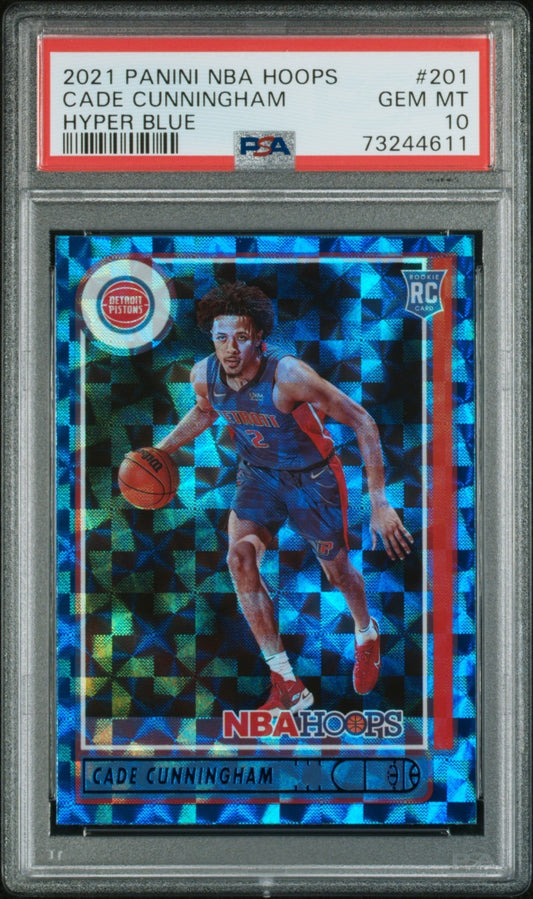 2021 Panini Nba Hoops Cade Cunningham Hyper Blue #201 PSA 10