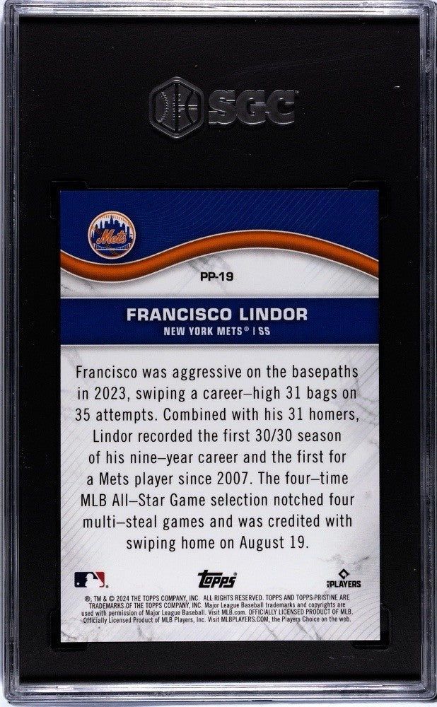 2024 TOPPS PRISTINE PRISTINE PRODUCTION #PP19 FRANCISCO LINDOR /75 SGC 10