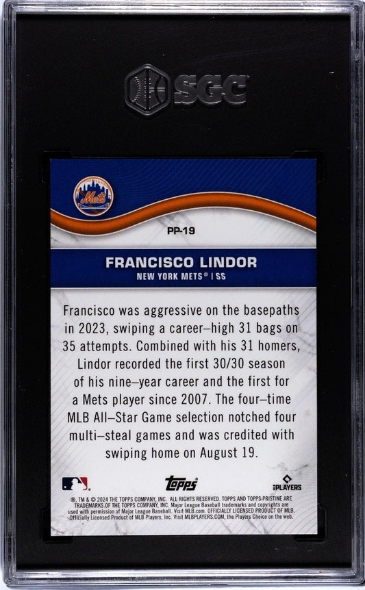 2024 TOPPS PRISTINE PRISTINE PRODUCTION #PP19 FRANCISCO LINDOR /75 SGC 10