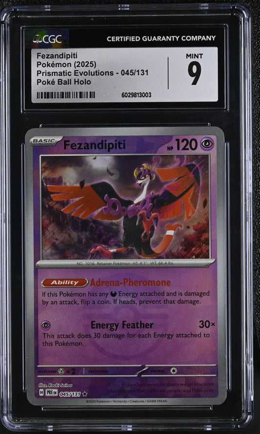Pokemon 2025 Prismatic Evolutions Fezandipiti Poke Ball Holo #045/131 CGC 9