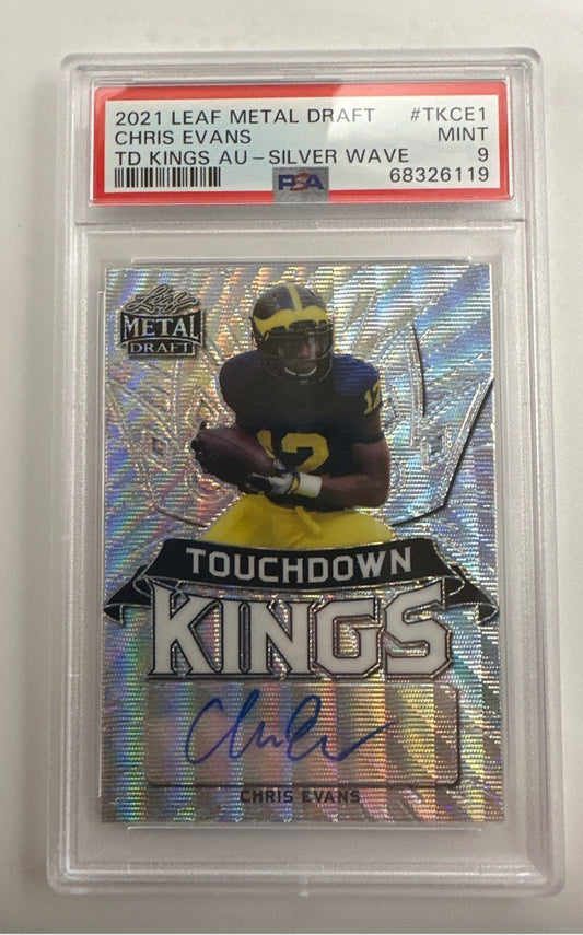 2021 Leaf Metal Draft Touchdown Kings Autographs Chris Evans #TKCE1 PSA 9