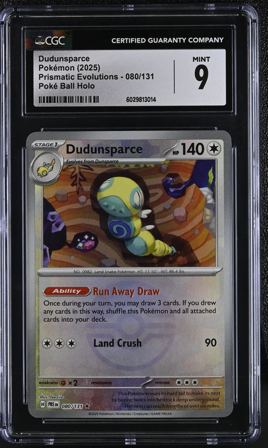 Pokemon 2025 Prismatic Evolutions Dudunsparce Poke Ball Holo #080/131 CGC 9