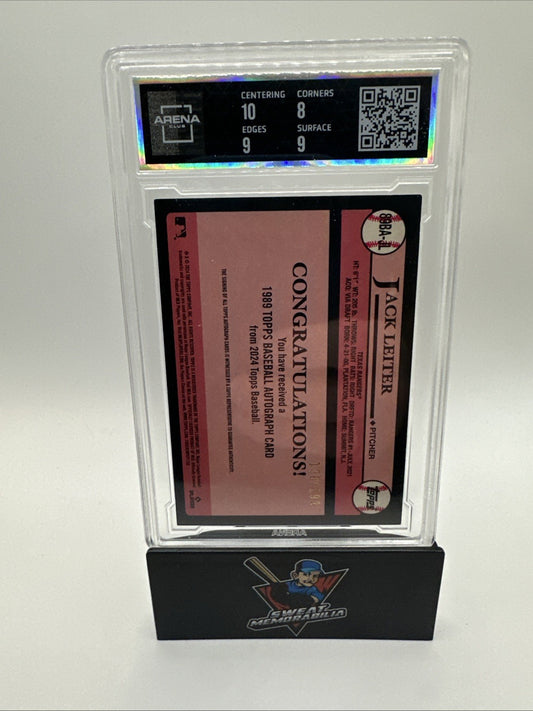2024 Update 1989 Topps Baseball Black /199 Jack Leiter Rookie Auto RC Arena 8.5
