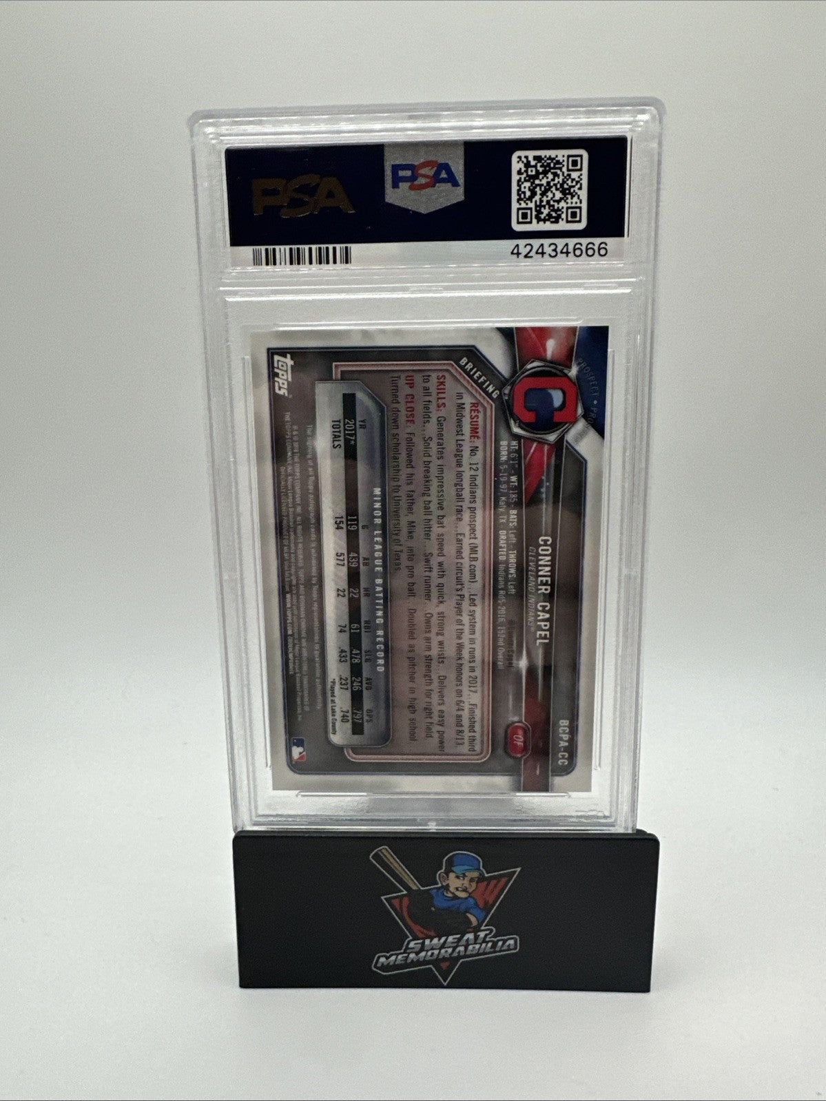 2018 Bowman Chrome Prospects Auto Conner Capel Auto PSA 10 /50 GOLD