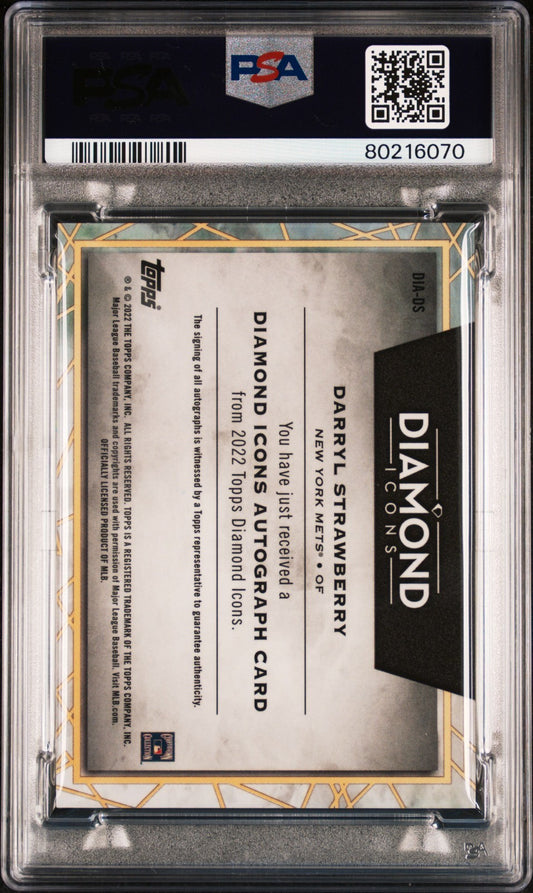 2022 Topps Diamond Icons Auto Darryl Strawberry Au-Black #DIADS PSA 8