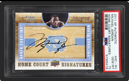 POP 2 MICHAEL JORDAN PSA 10 2011 UD SP AUTHENTIC HOME COURT SIGNATURES AUTO UNC