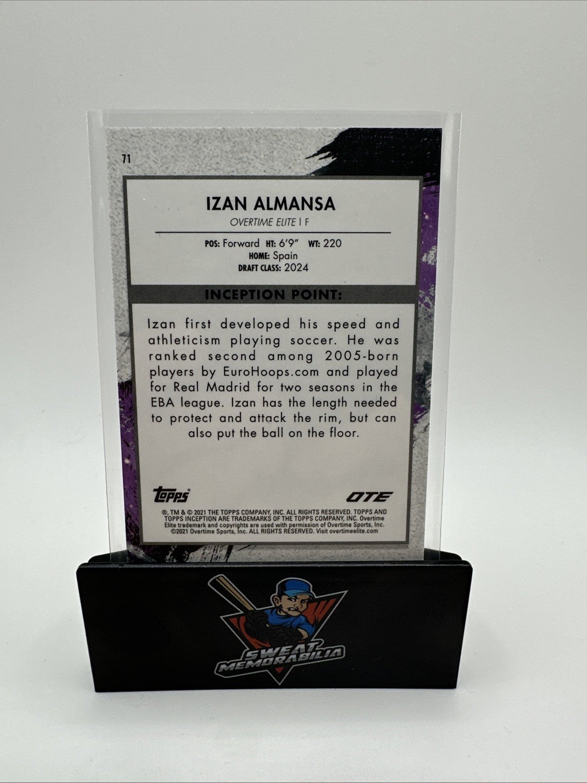 2022 TOPPS INCEPTION OVERTIME OTE #71 IZAN ALMANSA RC RED 50/75