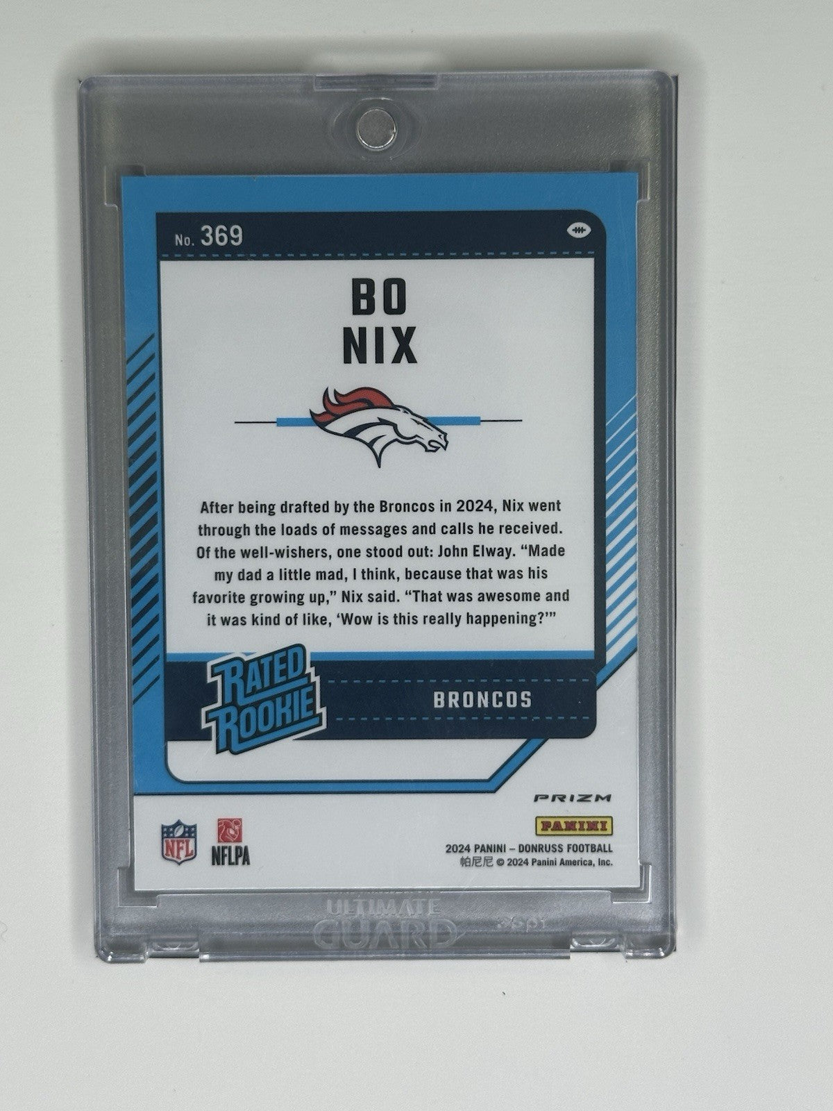 2024 Panini Donruss Optic Bo Nix Rated Rookie Pink Prizm RC