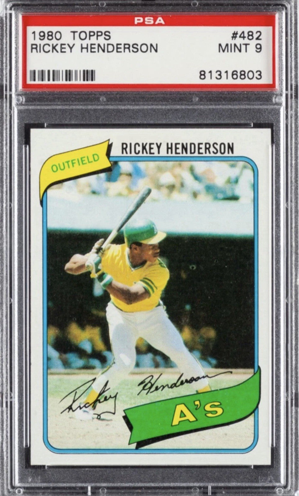 1980 Topps #482 Rickey Henderson ROOKIE PSA 9
