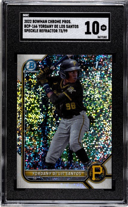 2022 Bowman Chrome Yordany De Los Santos Speckle Ref. #BCP-166 SGC 10