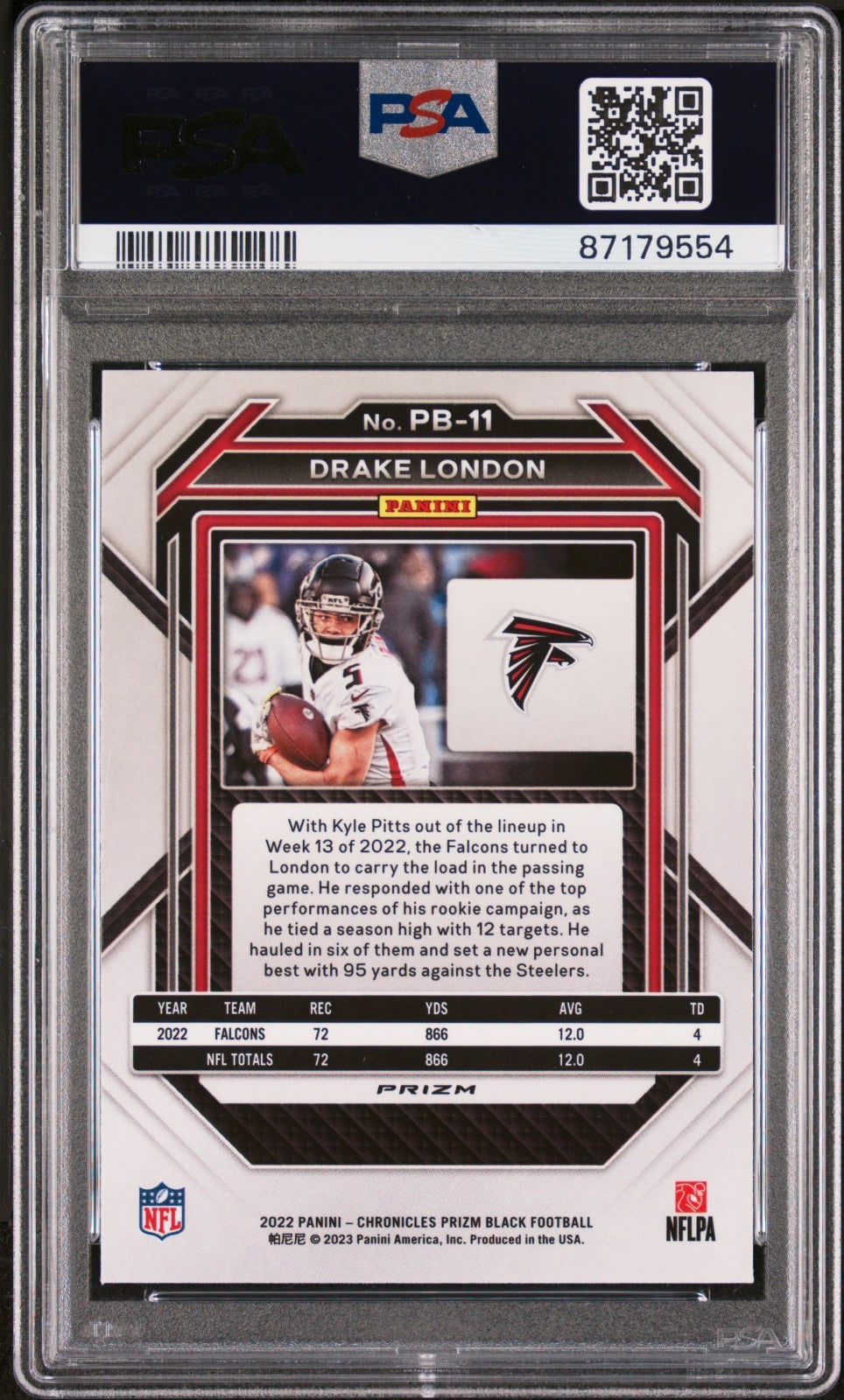 2022 Panini Chronicles Prizm Black Drake Silver London #PB11 PSA 10 GEM MINT