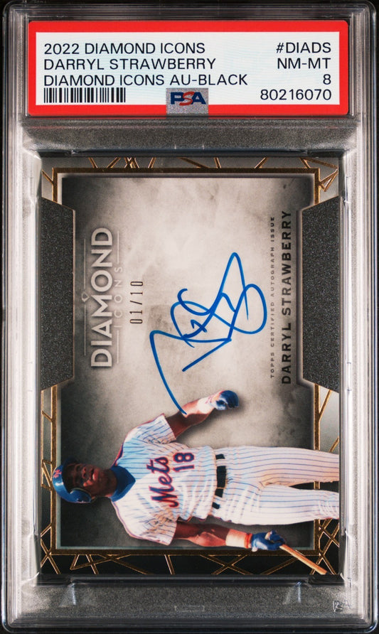 2022 Topps Diamond Icons Auto Darryl Strawberry Au-Black #DIADS PSA 8