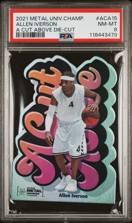 2021 Skybox Metal Universe Champ A Cut Above Die-Cut Allen Iverson #ACA15 PSA 8