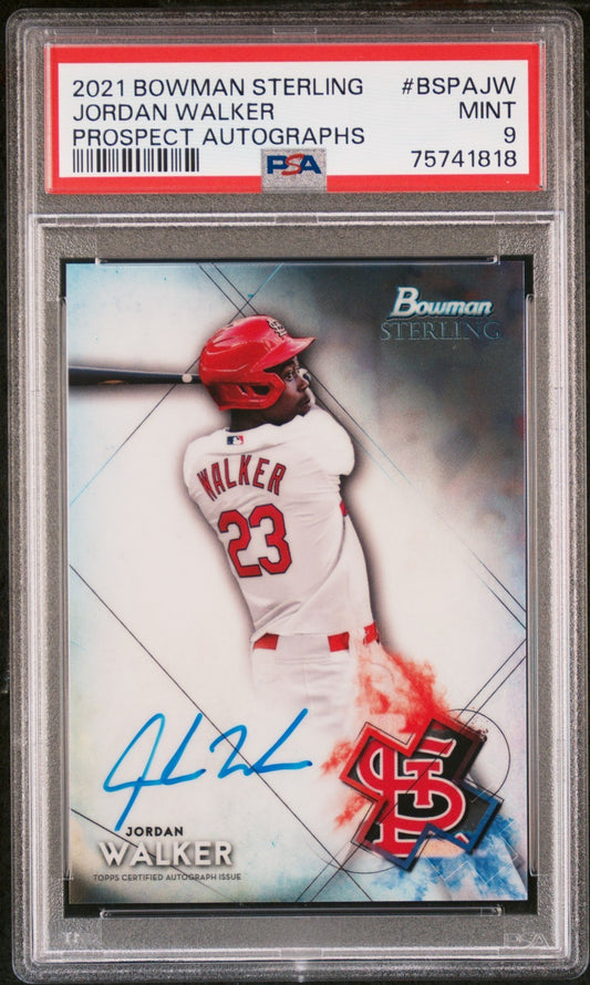 2021 Bowman Sterling Prospect Autographs Jordan Walker Prospect #BSPAJW PSA 9