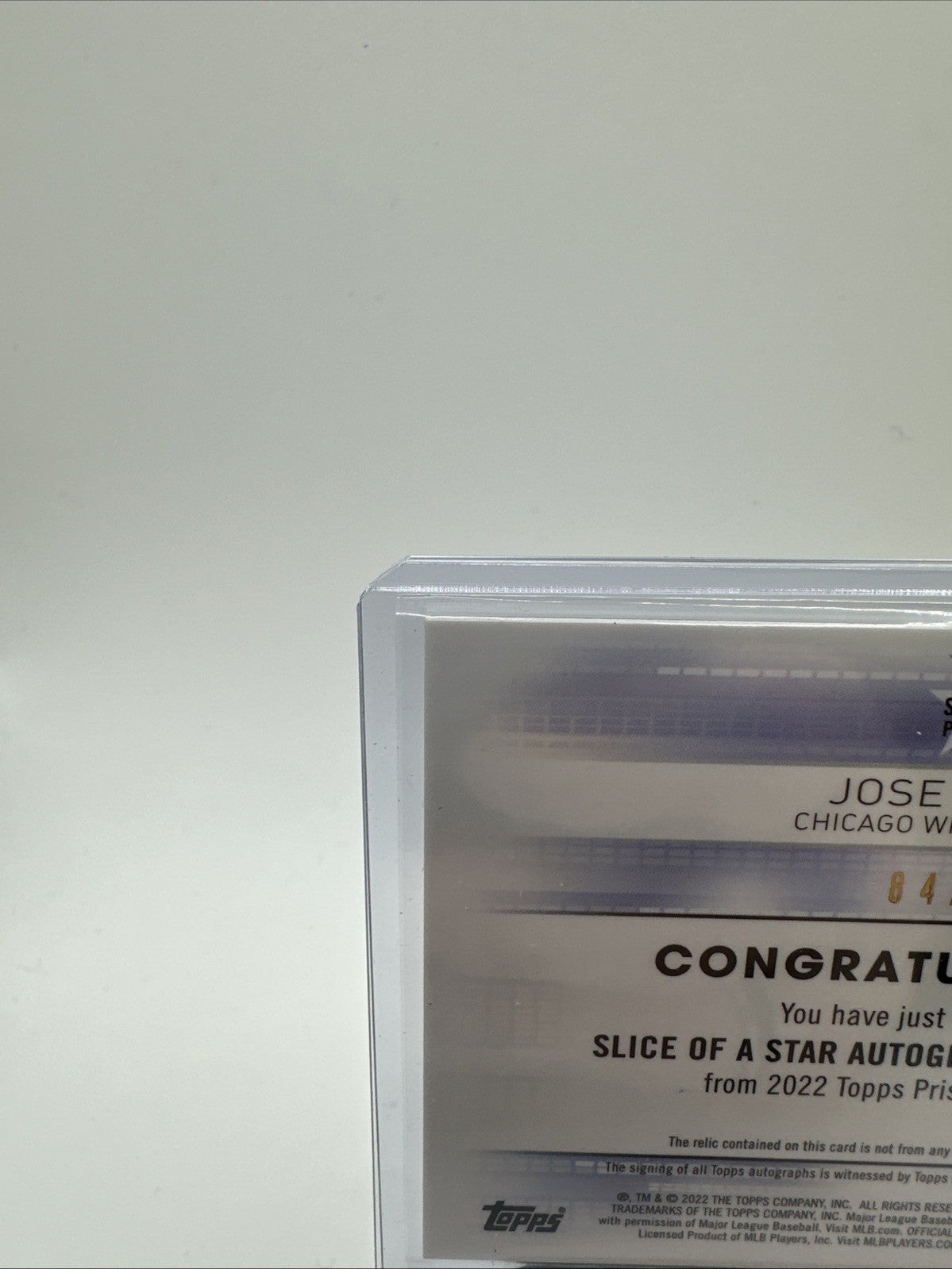 2022 Topps Pristine Slice of the Star Auto Relics Jose Abreu #SSAR-JA Auto