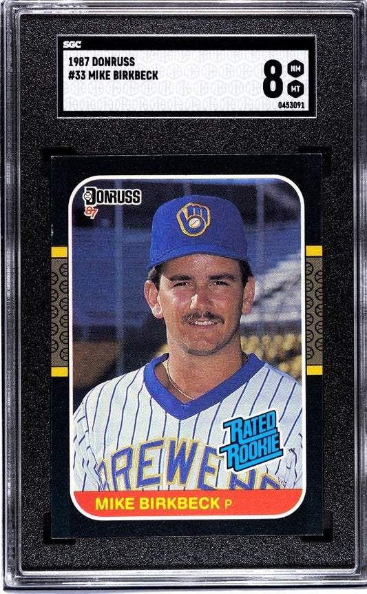 1987 DONRUSS MIKE BIRKBECK RATED ROOKIE #33 SGC 8