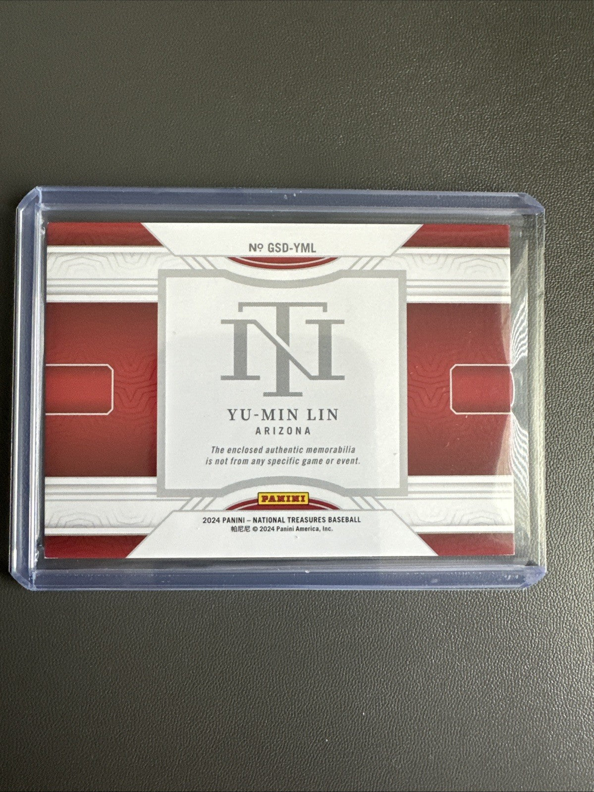 Yu-Min lin 2024 Panini National Treasures Dual Relic #GSD-YML Diamondbacks /99