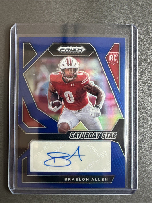 2024 prizm draft picks braelon allen Saturday Star Blue Auto /149
