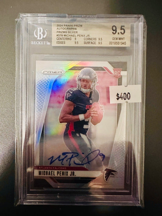 2024 Panini Prizm Autographs Prizms Silver Michael Penix Jr. EXCH #378 BGS 9.5