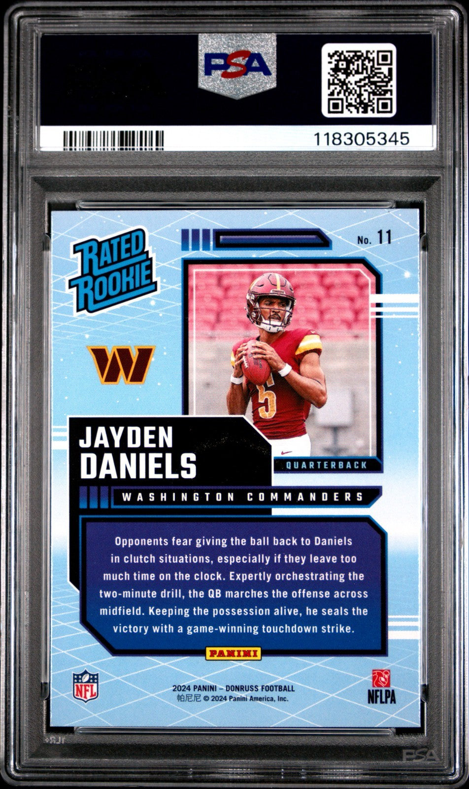 2024 Panini Donruss Rated Rookies Retro Jayden Daniels #11 PSA 10
