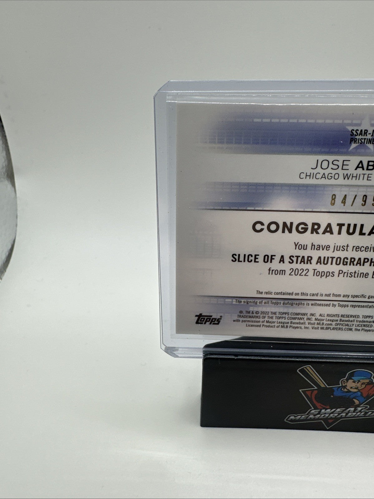 2022 Topps Pristine Slice of the Star Auto Relics Jose Abreu #SSAR-JA Auto