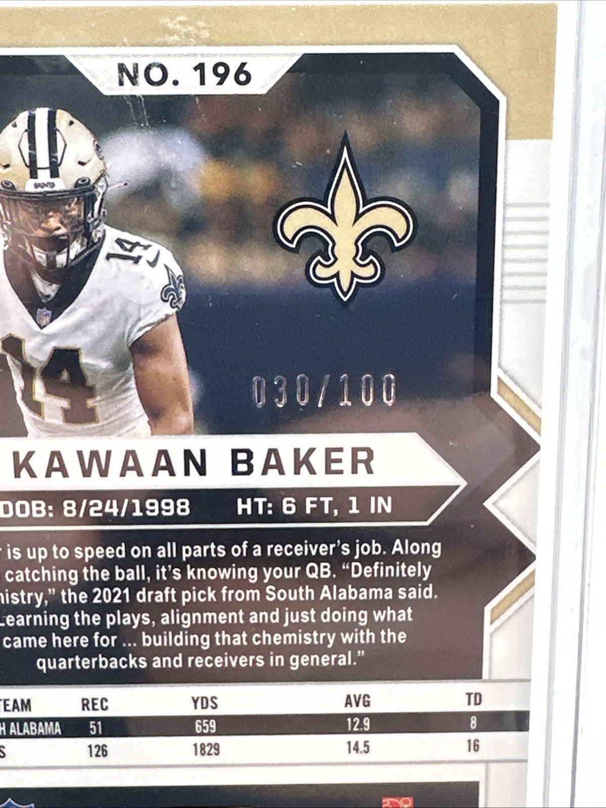 2021 Panini Obsidian - Electric Etch Purple #196 Kawaan Baker /100