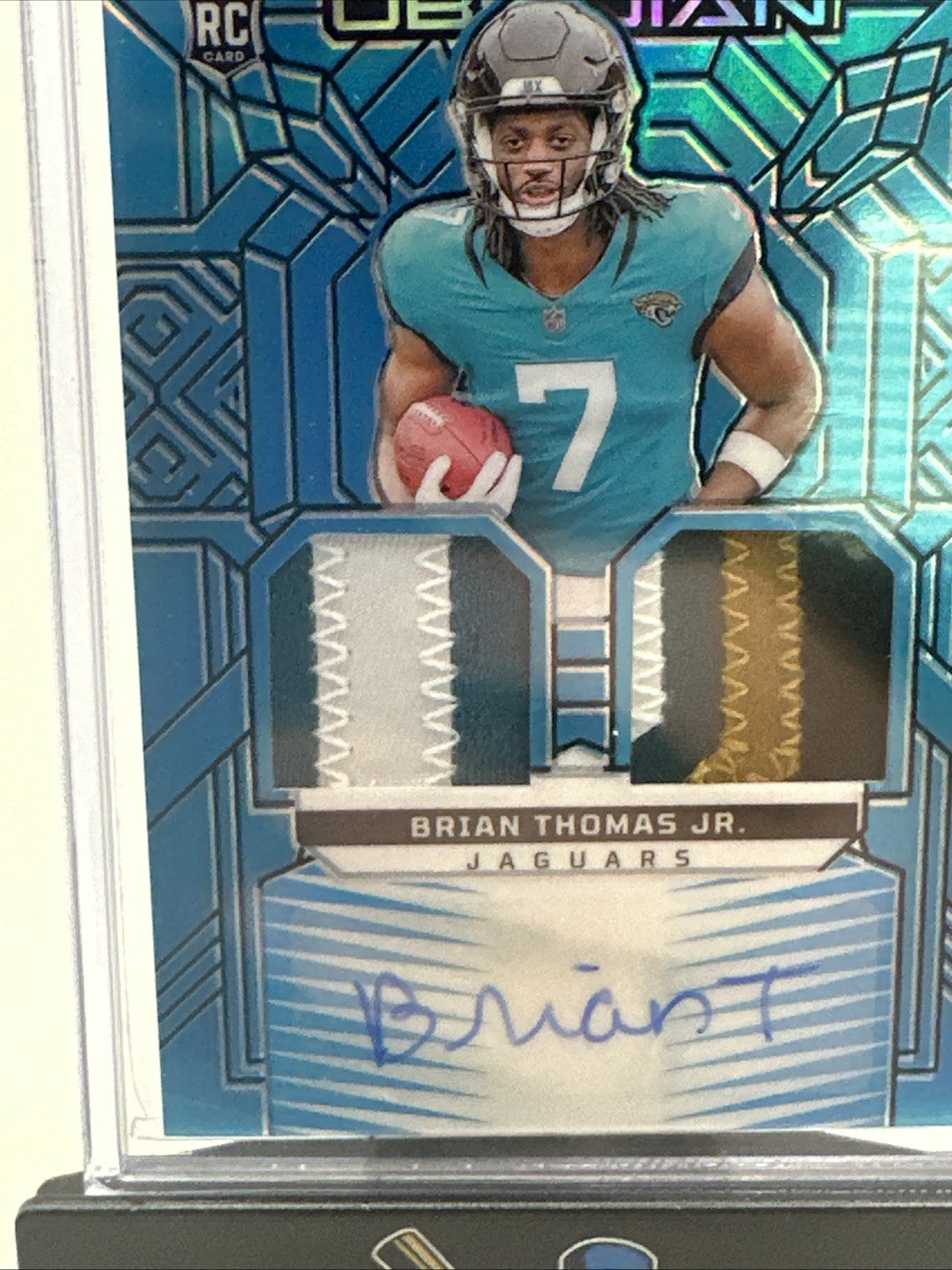 Brian Thomas Jr. 2024 Obsidian RPA Blue 23/25 Auto Dual Patch. Nice Patches!!!