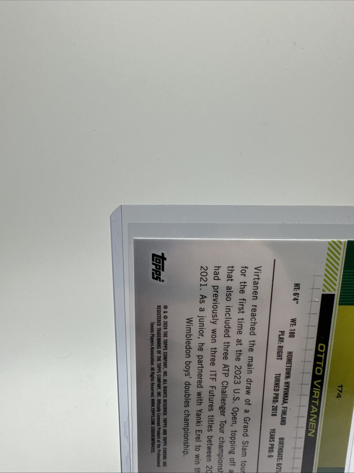 2024 Topps Chrome Tennis Black Refractor /499 OTTO VIRTANEN