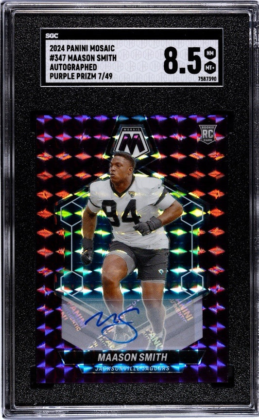 2024 Panini Mosaic - Maason Smith #347 Purple Prizm (RC) /49 SGC 8.5