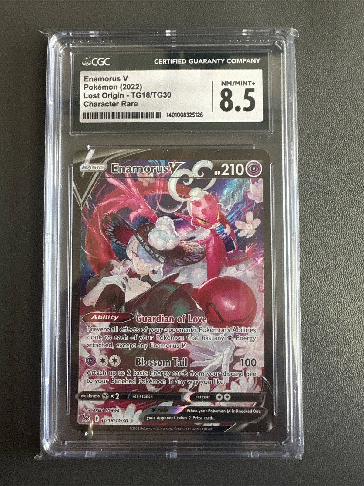 2022 Pokemon Lost Origin Trainer Gallery Enamorus V TG18/TG30 CGC 8.5 FULL ART