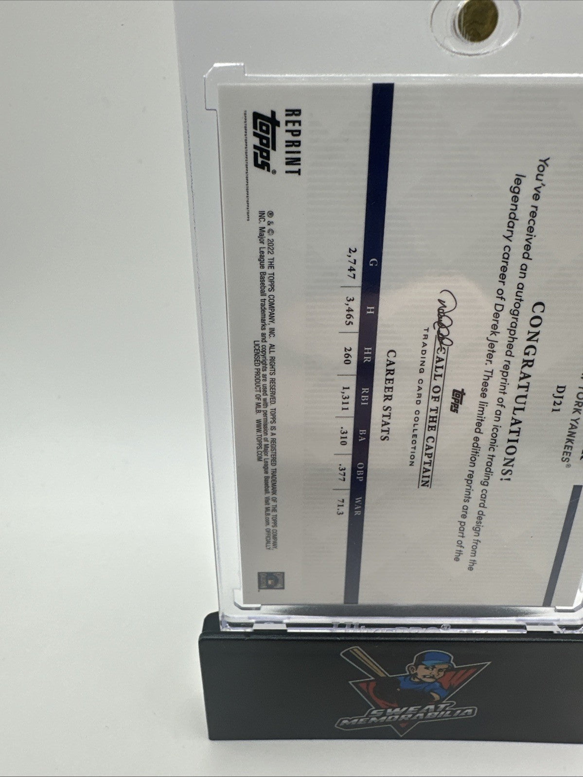 Derek Jeter 2022 Topps x Call of the Captain 22 years of Topps #DJ21  NY YANKEES
