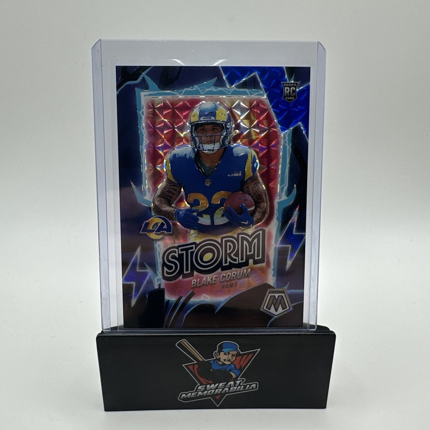 2024 Panini Mosaic Blake Corum #5 RC Rams Storm Silver/Blue 73/99