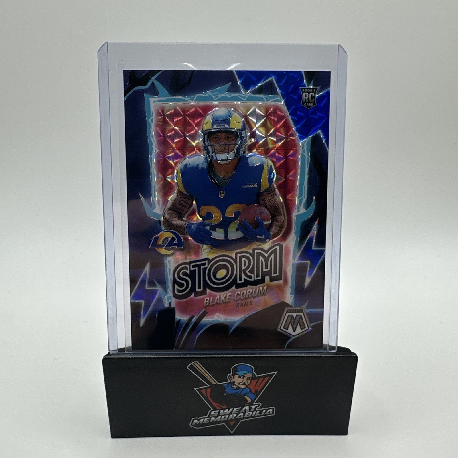 2024 Panini Mosaic Blake Corum #5 RC Rams Storm Silver/Blue 73/99