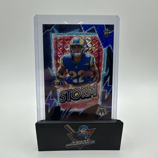 2024 Panini Mosaic Blake Corum #5 RC Rams Storm Silver/Blue 73/99