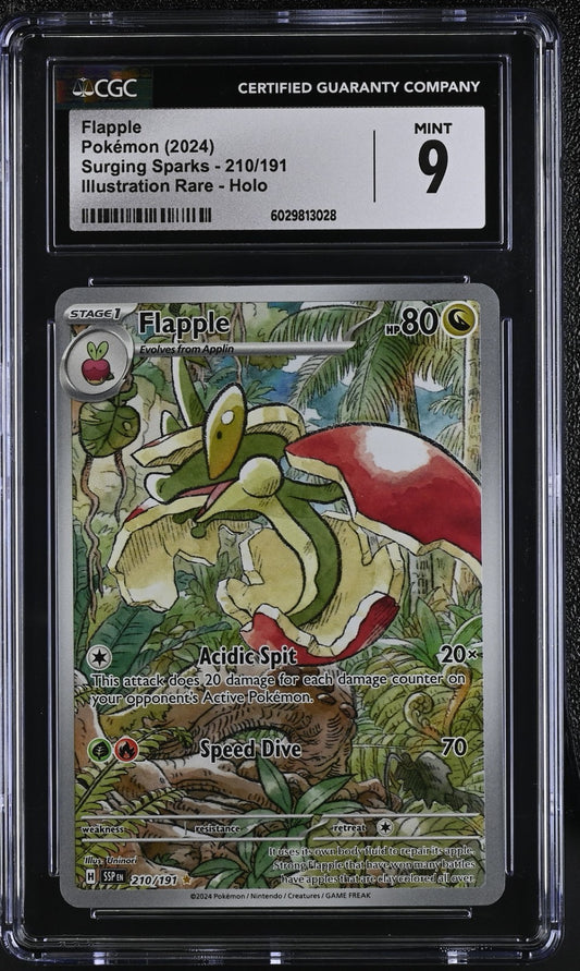 Pokemon 2024 Surging Sparks Flapple #210/191 CGC 9