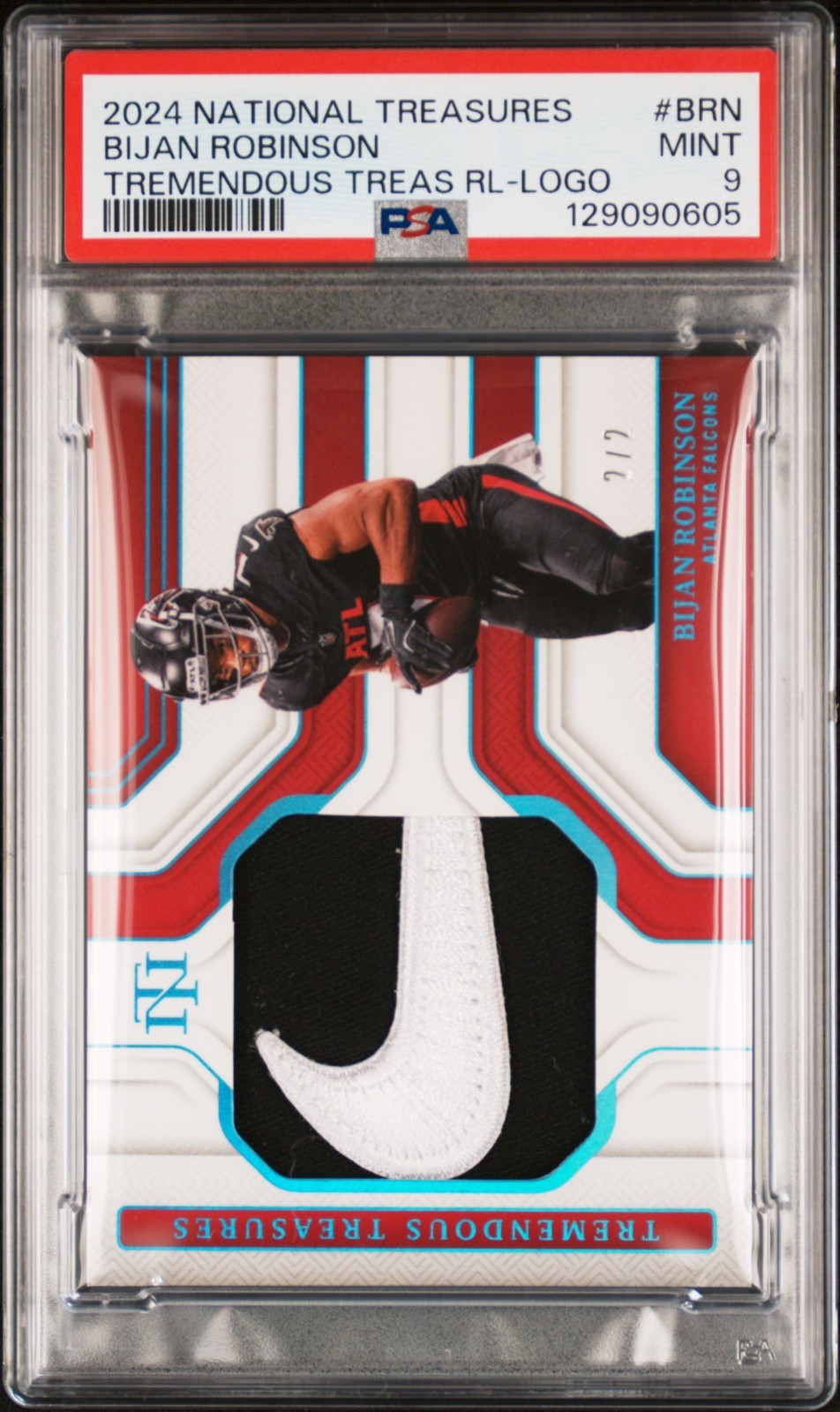 2024 Panini National Treasures Relics Bijan Robinson #BRN 2/2 PSA 9